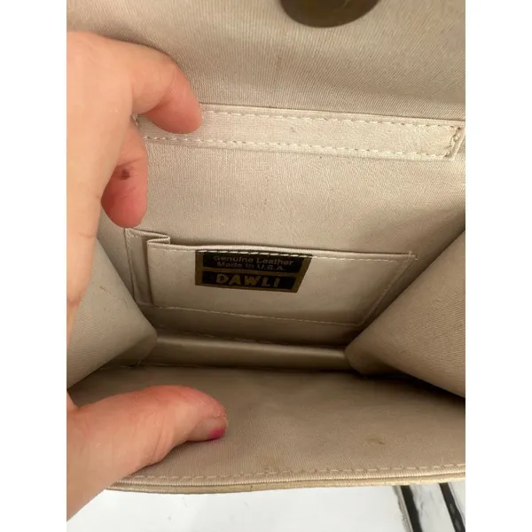 Vintage Dawli Crossbody Bag Purse Small Gold Leather Chain Strap Formal Evening‎ - Image 7