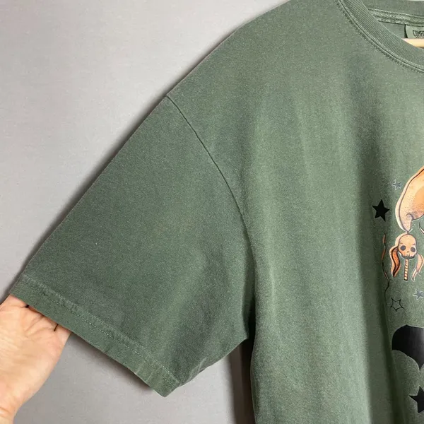 Comfort Colors Halloween‎ T-Shirt Ghost Bats Cutesy Short Sleeve Army Green Crew Neck Size XL - Image 9
