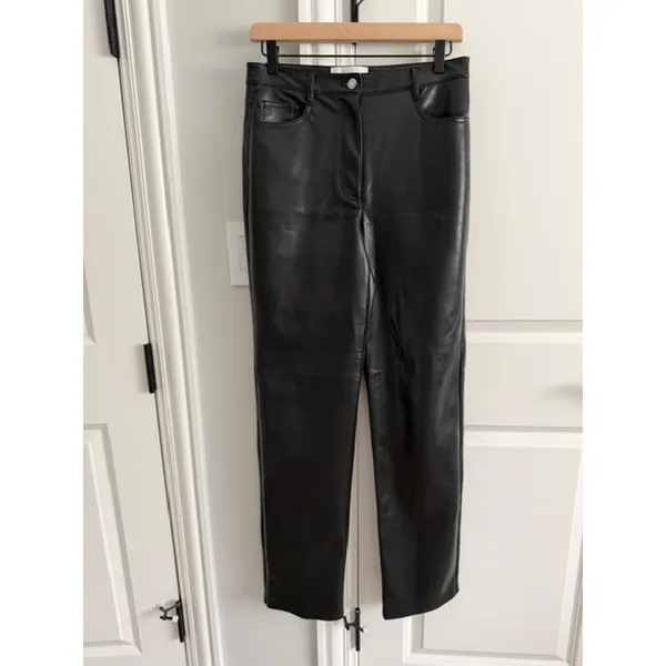 Aritzia Wilfred The Melina Pant Black Vegan Leather Size 6 Tall - Image 2