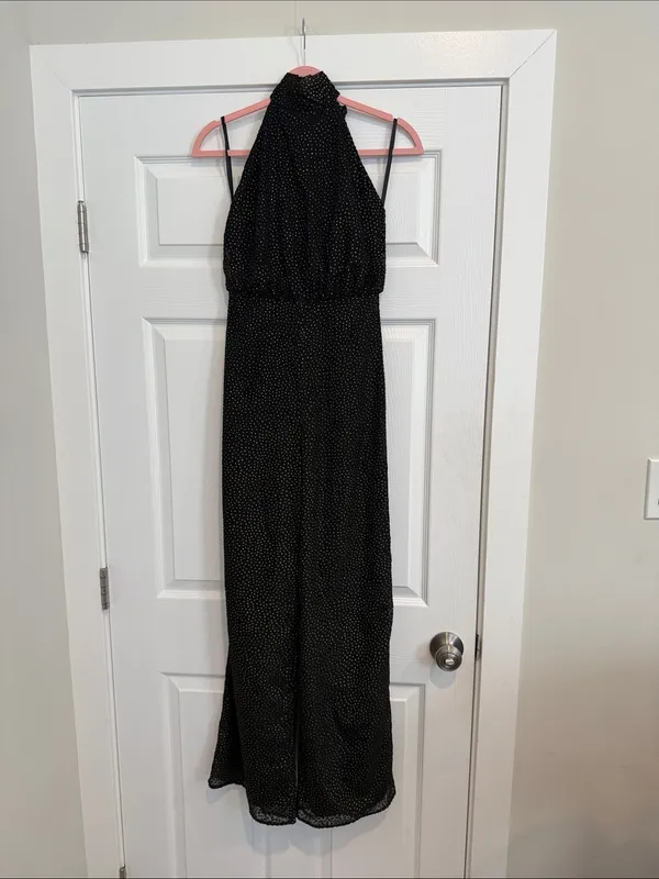 Revolve x House of Harlow 1960 Sana Black and Gold Halter Jumpsuit XS - Image 2