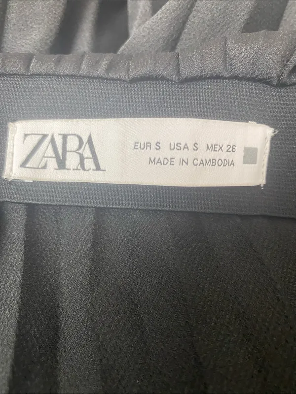 Zara Black Basic Classic Pleated Midi A Line Skirt S - Image 3
