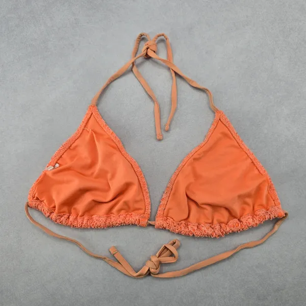 Orange‎ Lace Crochet Eyelet Tie Sports Bra Bikini Bralette Swim Top S Small - Image 2