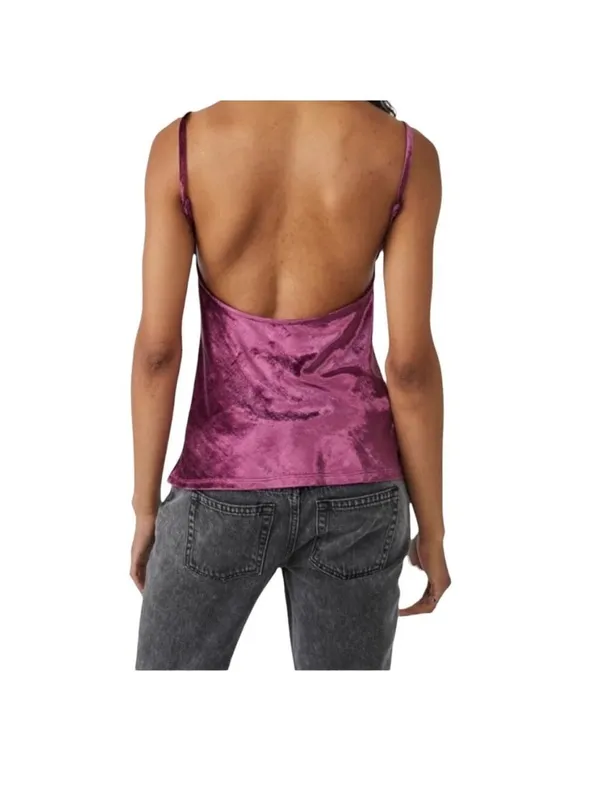 Free People All Night Velvet Tank Top Size S Purple (Fig Jam) - Image 3