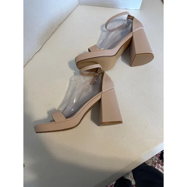 IDIFU Nude Platform Block‎ Heel Sandals Ankle Strap Open Toe Chunky Heels - Image 5