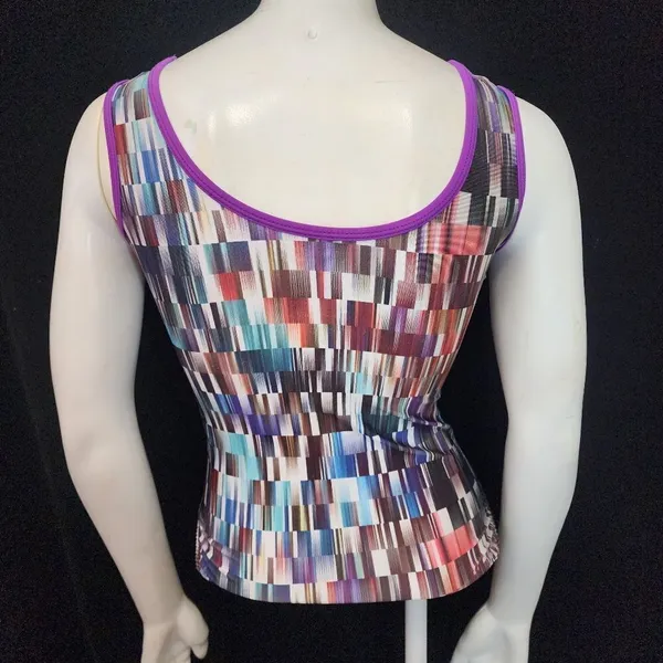 Plum Multicolored Geometric Leotard (S) Blue - Image 4