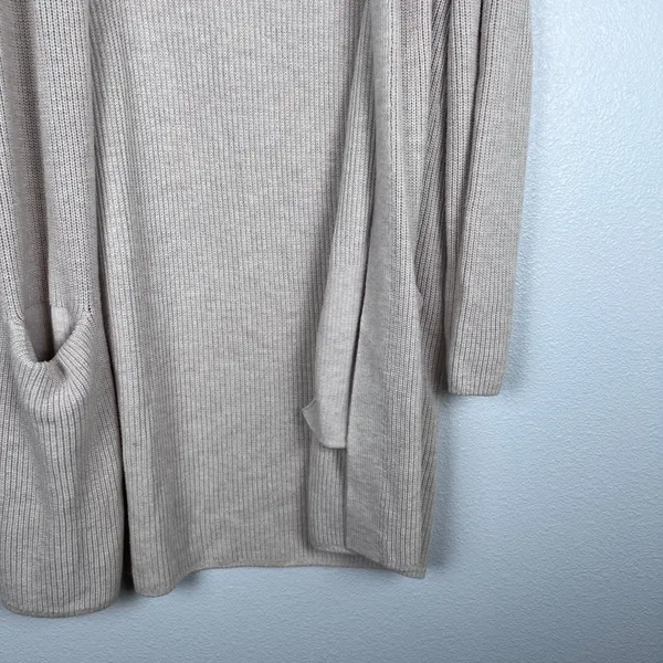 Old Navy Womens Long‎ Sleeve Open Front Ribbed Cardigan Beige M - Image 4