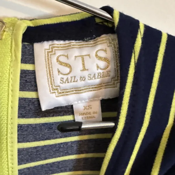 Sail to‎ Sable Striped Navy Blue & Green T Shirt Dress Sz XS Resort Wear Beach - Image 2