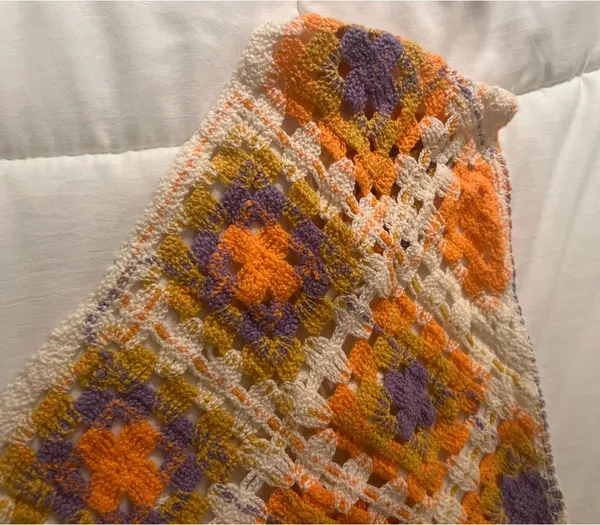 Revolve Orange Purple Cream Crochet Open Knit Head Scarf Hat Accessory Summer Boho Bohemian - Image 2