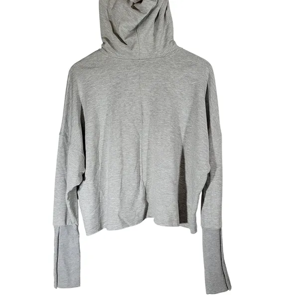 Nike Yoga‎ Women's Dri-Fit Gray Cropped Hoodie Sweatshirt Training XL - Image 3