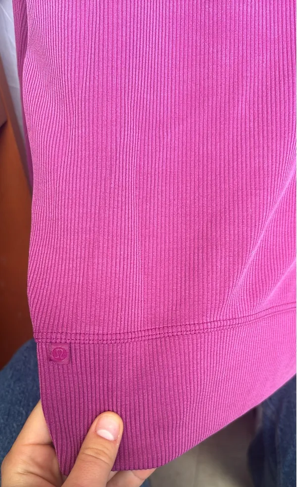 Lululemon Perfectly Oversized Ribbed Crop Crew Magenta - Image 5
