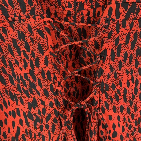 Topshop Size 12 Top Red Leopard Print Ruched Prairie Corset Long‎ Sleeve Women’s - Image 5
