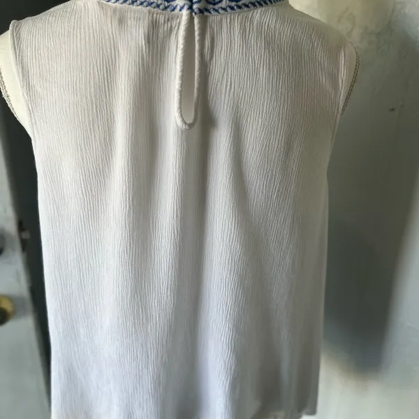 Embroidered White and Blue Women's Top - Image 4