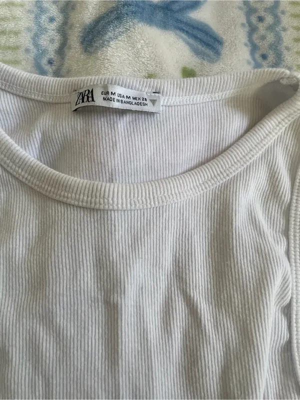 Zara White Ribbed Tank Top - Image 2