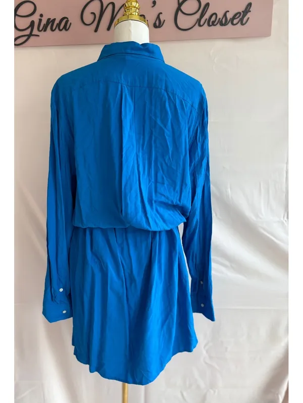 Lauren Ralph Lauren Blue Long Sleeve Shirt Dress Size 16 - Image 2