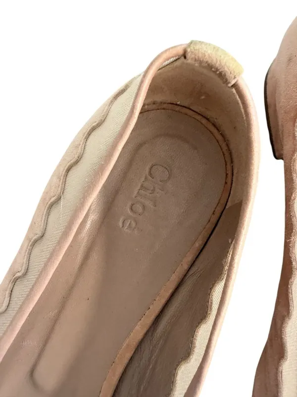 CHLOE Blush Pink Mesh Suede Ballet Flats Size 37.5 / 7.5 - Image 7