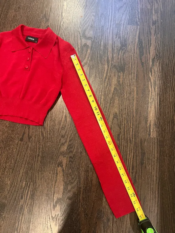 Cider Red V-Neck Collared Button Sweater - Image 5