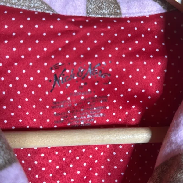 Nick & Nora Sock Monkey Flannel Nightshirt Medium Pink Christmas Pajama Rare - Image 4