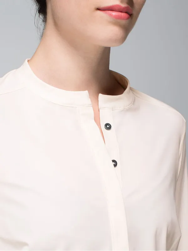 Lululemon Button Down Long Sleeve Top Panel Back Ivory Cream - Image 2