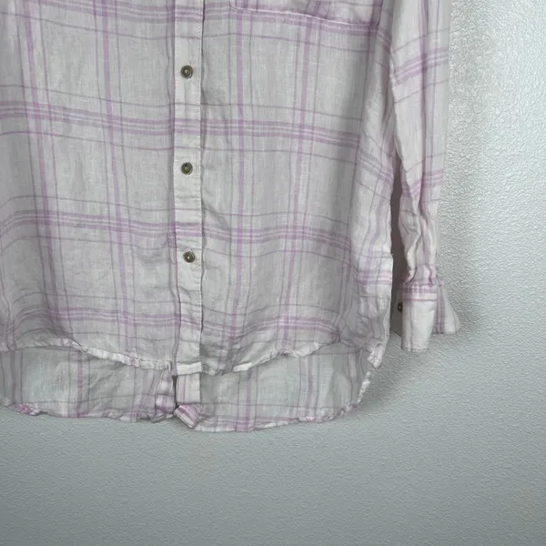 Free People Women's No Limits Plaid Linen Button‎ Down Shirt Sz XS - Image 4