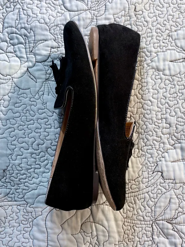☀️J.Crew Black Faux Suede Tassel Smoking Loafers Flats Sz 8.5🧡 - Image 4