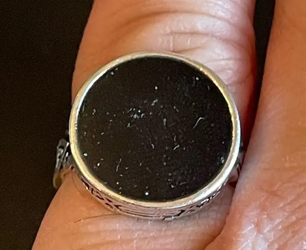 Round black obsidian S925 silver woman ring size 6.5 - Image 9