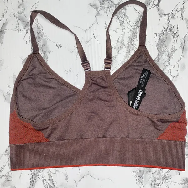 Victoria's Secret PINK Brown Orange Seamless Lightly Lined Sports bra Medium - Image 4