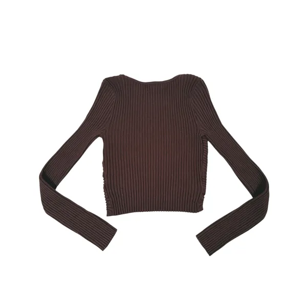 Abercrombie & Fitch LuxeLoft Slim Wrap Sweater Size S Brown Quiet Luxury Fall - Image 3
