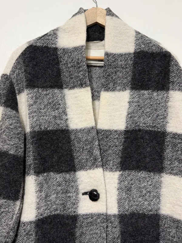 Aritzia Wilfred Free Off-Duty Jacket Size Medium Wool Black White Checkered - Image 5