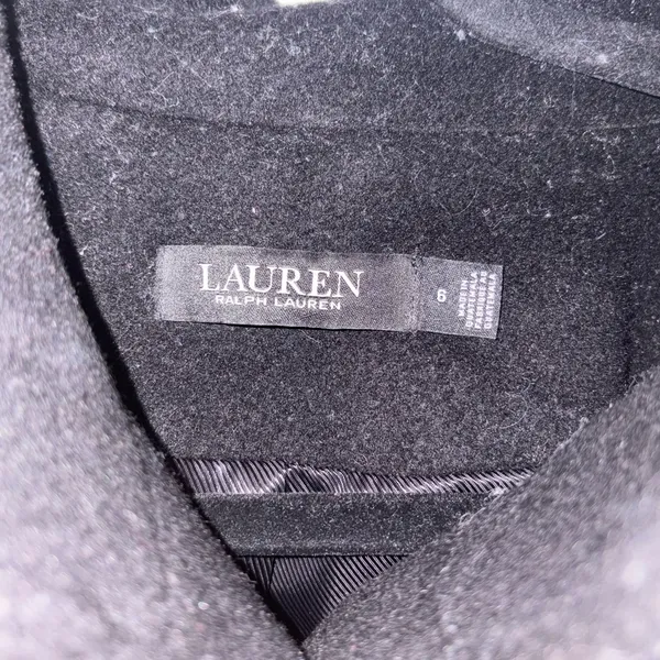 Lauren Ralph Lauren Wool Blend Black Coat Buckle Neck Button Front Size 6 - Image 7