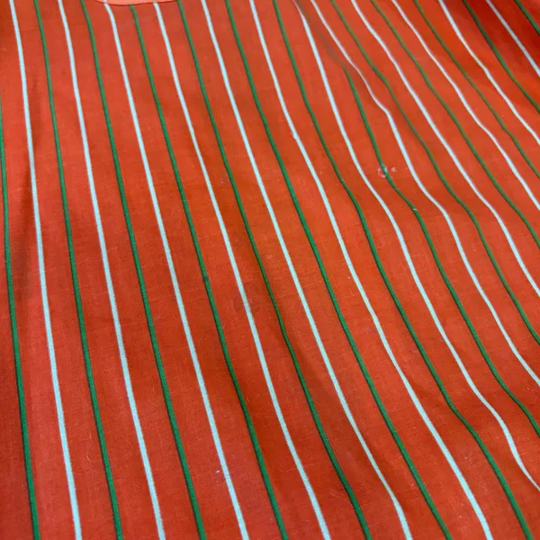 Vintage 60s/70s Stripe Balloon Sleeve Pom Pom Smock Top - Image 9