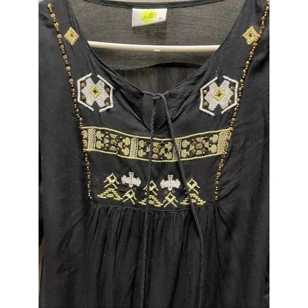 SOLITO size M embroidered beaded Viscose tassel peasant top Anthropologie. - Image 4