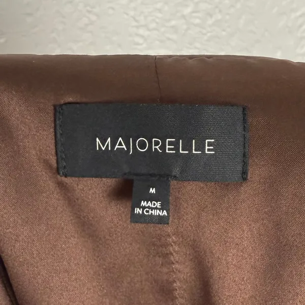 Majorelle Nelly Satin Ruffle Long Sleeve Mini Dress in Brown Size Medium - Image 4