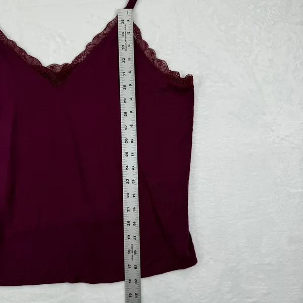 Victoria's Secret Burgundy Lace Trim Cami Top XL‎ Modal Spandex - Image 3
