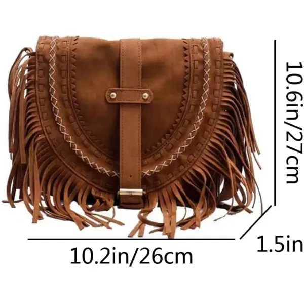 Fringe Brown Shoulder Bag - Image 4