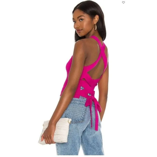 NEW NBD Tia Tie Back Top in Fuchsia Sz S Pink - Image 2