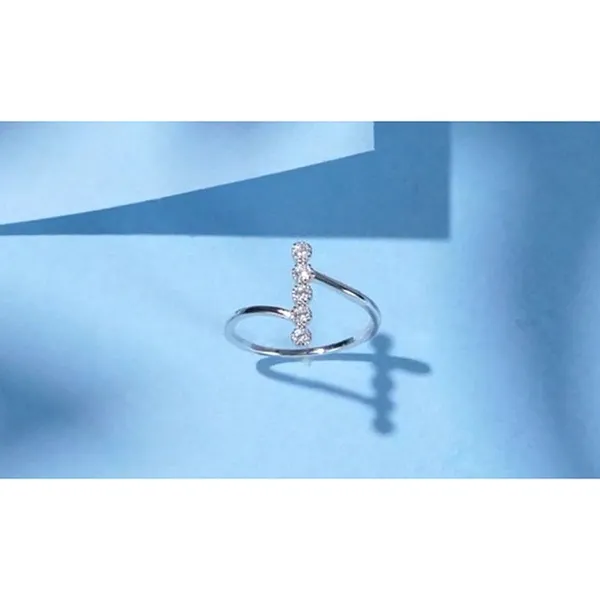 Women's Bezel Set Simulated Diamond Platinum Plated S925 Rhodium Ring, Size 5‎ - Image 3