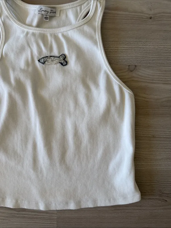Emory Park Ribbed Tank Top with Fish Beaded Embroidery - Image 3