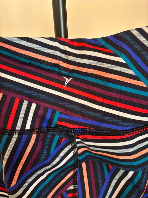Old Navy Multicolor Striped Capri Leggings - Navy, Blue, Red, Pink - Image 4