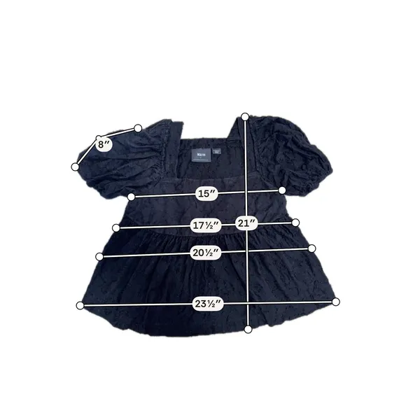 Maeve Anthropologie Batia Textured Babydoll Blouse Black Puff Sleeve‎ XS - Image 5