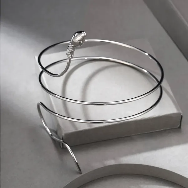 Chic Vintage Inspired Simple Snake-Shaped Silver‎ Plated Zinc Alloy Armband - Image 6