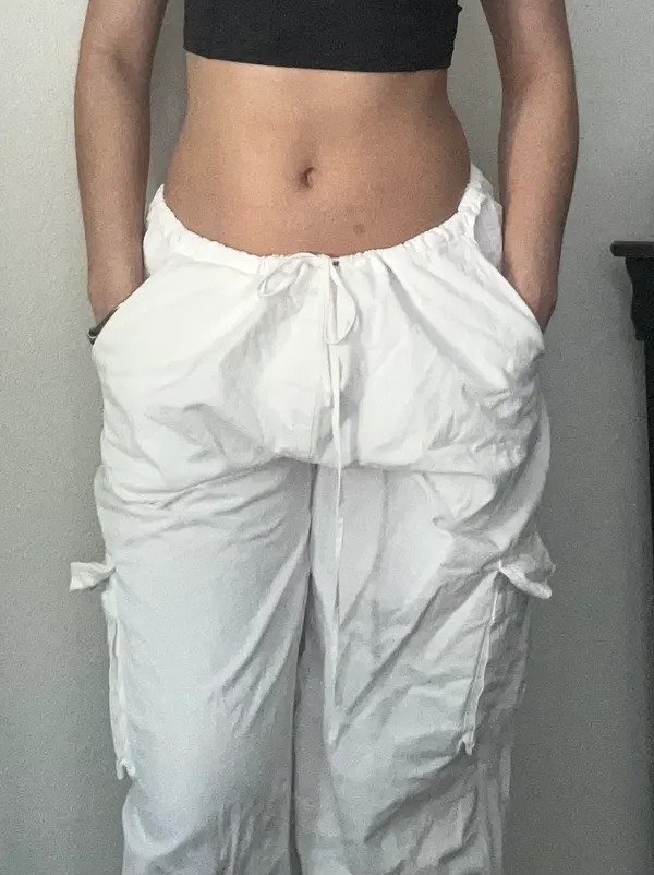 White Parachute Pants Cider Low-Rise - Image 4