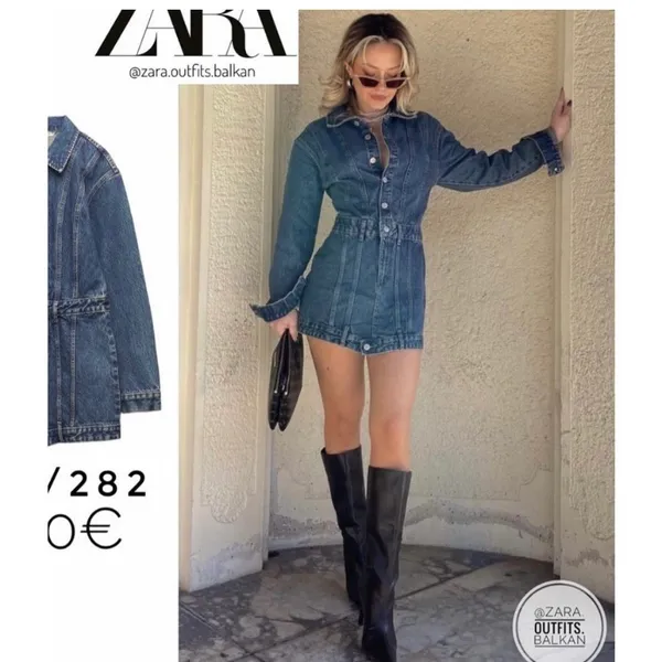 Zara Nwt Denim Trf Dress - Image 3
