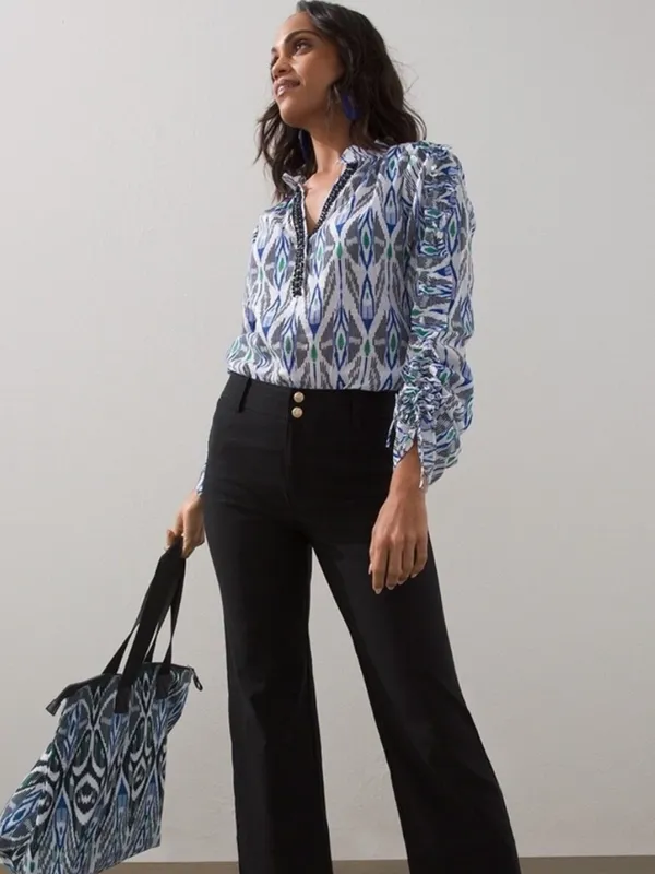 Chico’s Ikat Print Woven 40th Anniversary Limited Edition Blouse Top 1.5 US 10 - Image 3