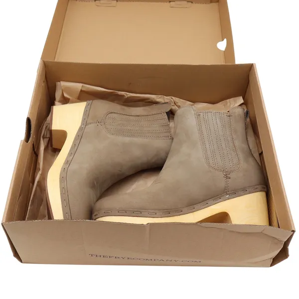 Frye and Co. Boots Womens 8.5 Odessa Chelsea Taupe Wood Heel Platform NEW - Image 12