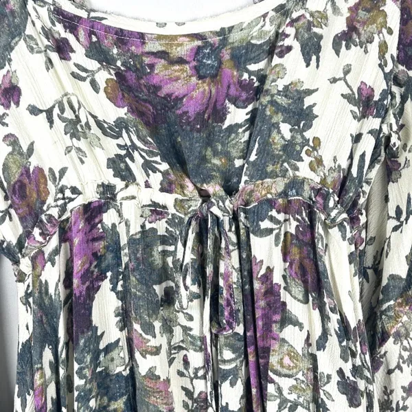 Free People Heart of‎ Gold Dress M Moody Floral Bell Sleeve Boho Whimsigoth Mini - Image 9