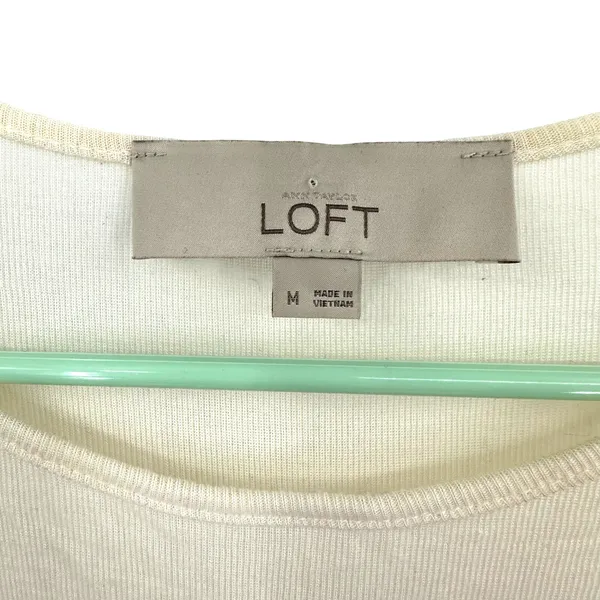Loft Size Medium Long Sleeve Blouse Top Shirt Cream Layered Look‎ Modal Blend - Image 3