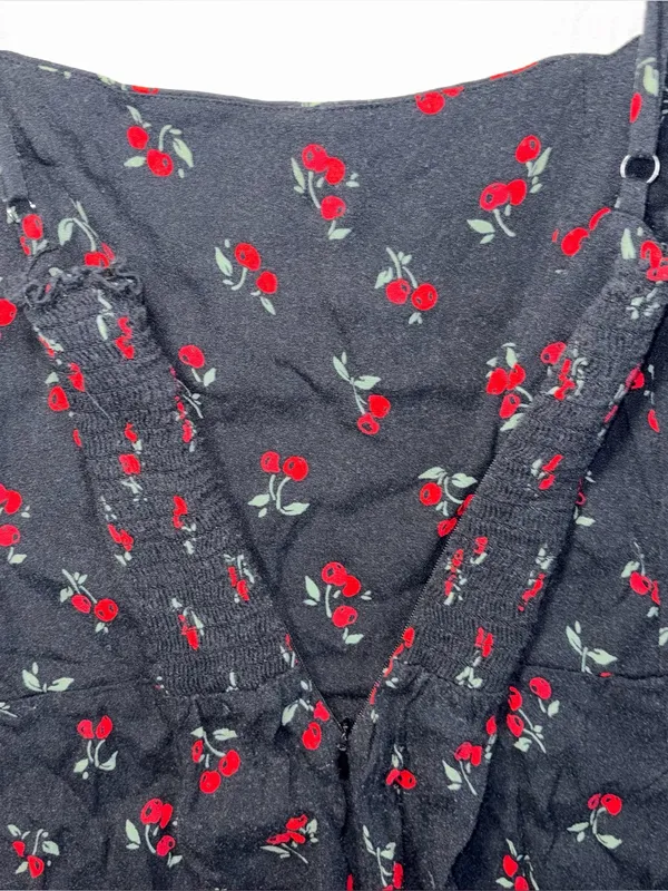 Reformation Womens Cherry Print A Line Mini Sun Dress Size 10 - Image 10