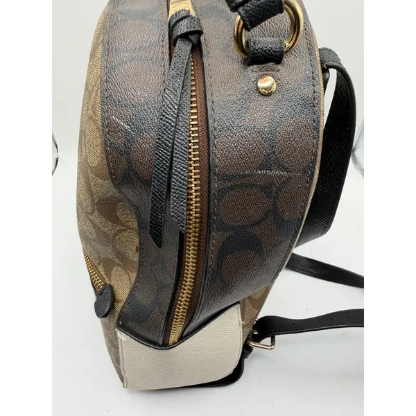 Coach Jordyn Backpack Women Medium Brown Beige Signature Coated Canvas Logo - Image 11