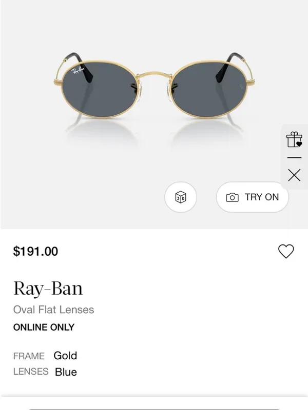 Ray-Ban Gold Frame oval Sunglasses - Image 3