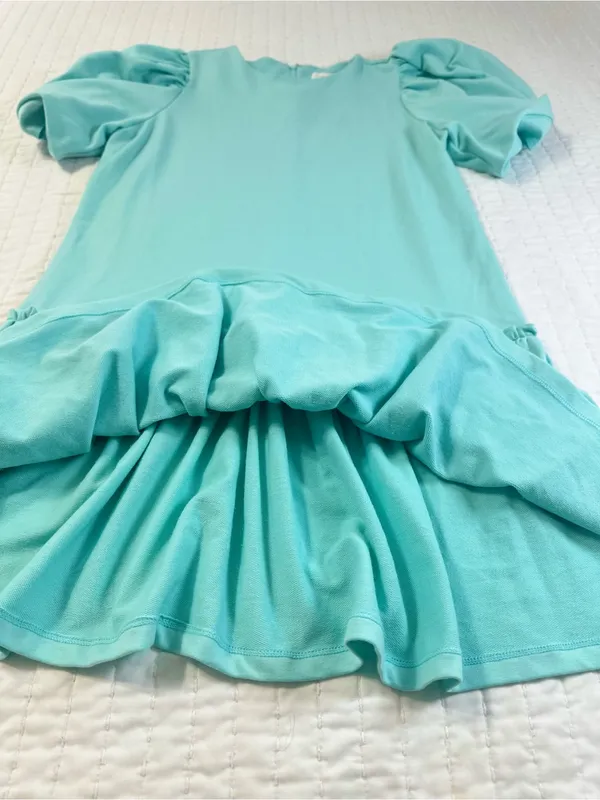 English Factory 100% Cotton Women’s XS Puff Sleeve Mini Dress in Mint Green - Image 6